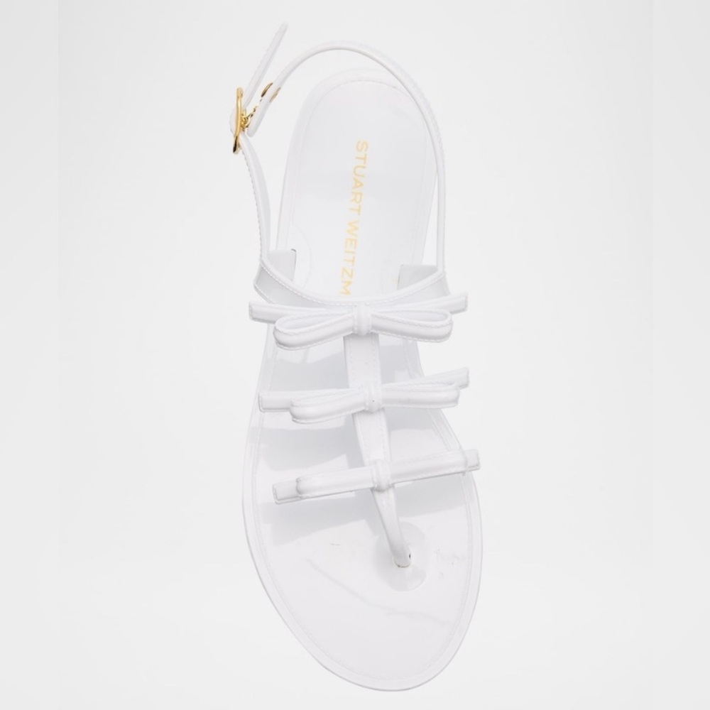 Women’s Size 8 (Euro Sz 39) Staurt Weitzman Felicity Bow Jelly Sandals In White - Picture 3 of 14